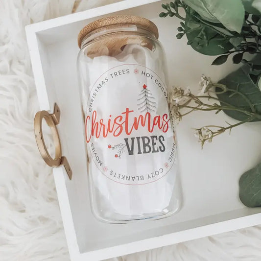 Christmas Vibes Glass Can