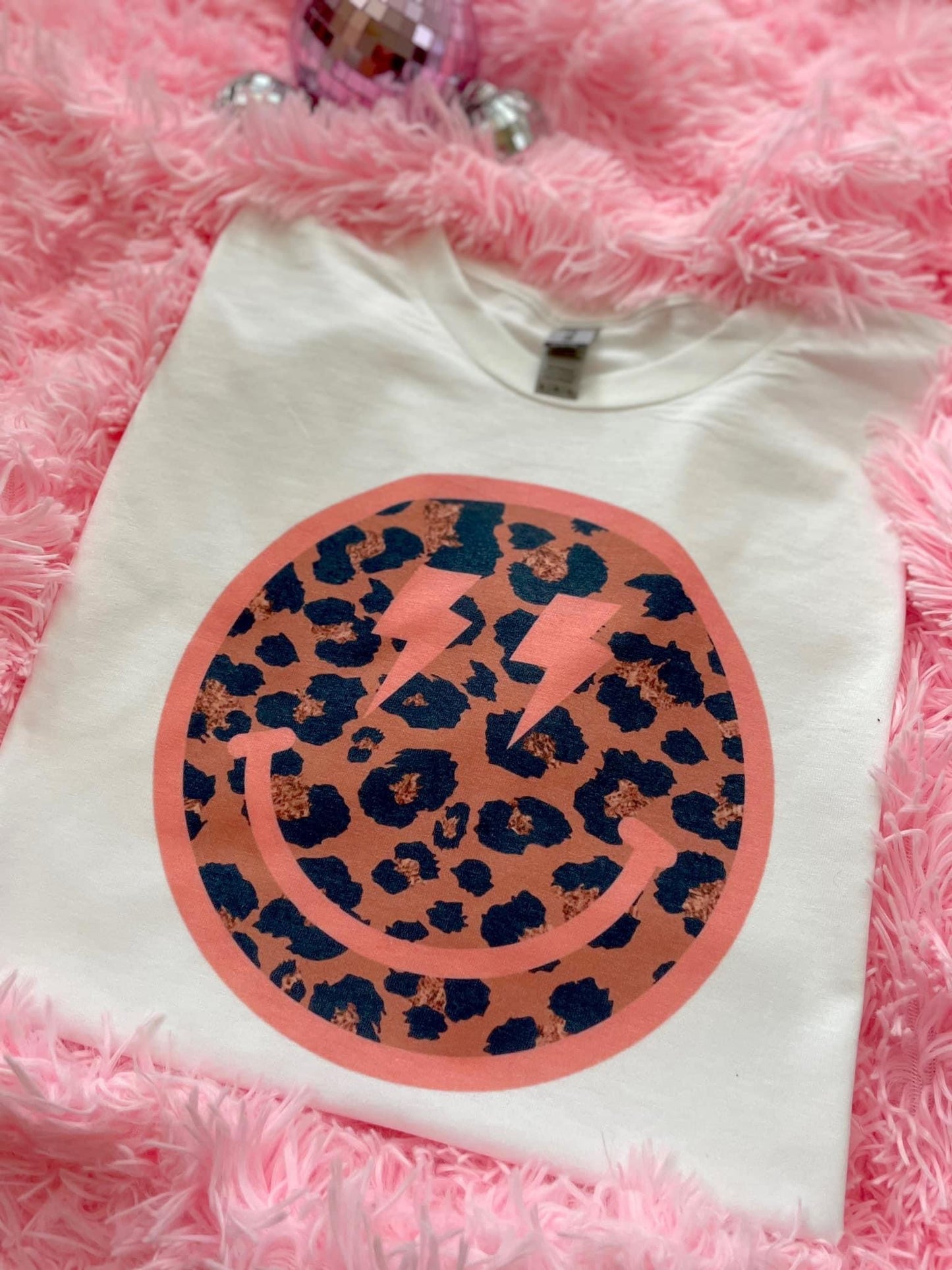 Pink Lightning Smiley Tee/Crewneck