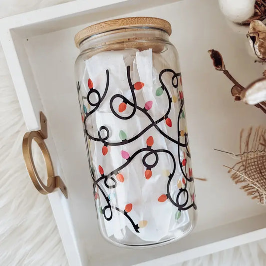 Christmas Lights Glass Can